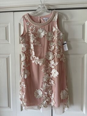 Studio One Blush Pink Cocktail Dress with Ivory Floral Appliqué